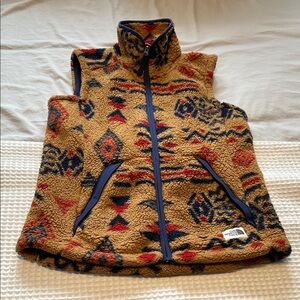 The North Face Tan and Red Patterned Vest